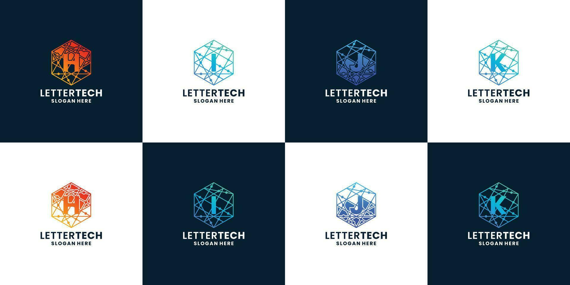 Brief H, ich, J, k Logo Sammlung mit Technologie Konzept Stil vektor