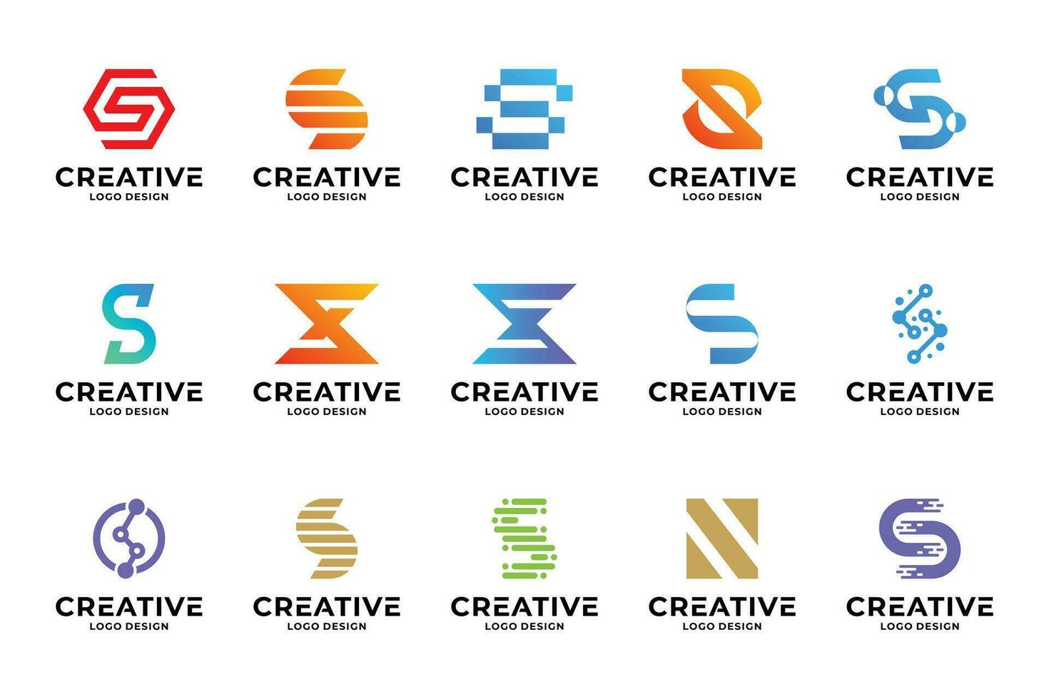 einstellen von kreativ Initiale Brief s Logo Design. Sammlung von Brief s Logotyp. vektor