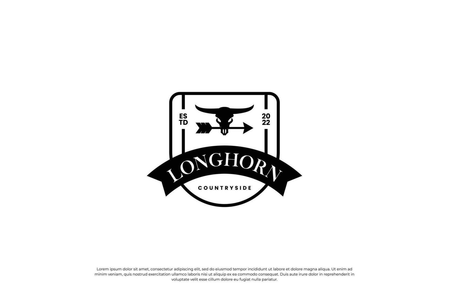 Longhorn Büffel, Kuh, Stier Logo Design. Abzeichen Vorlage zum Ihre Geschäft Ranch vektor