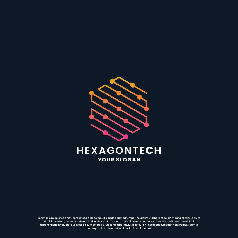 abstrakt Logo zum Technologie. Hexagon gestalten und Verbindung Schaltkreis Konzept vektor