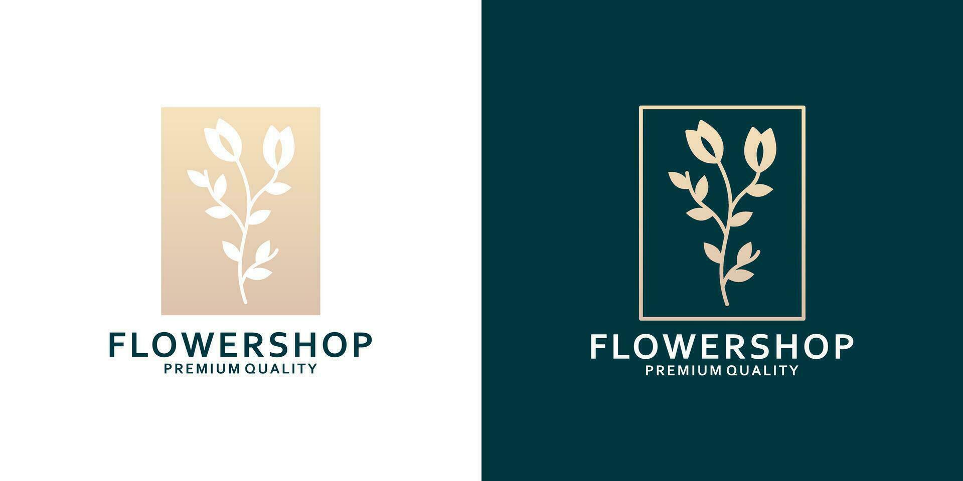 Blume Geschäft Logo Design eben und Linie bündeln zum Florist vektor