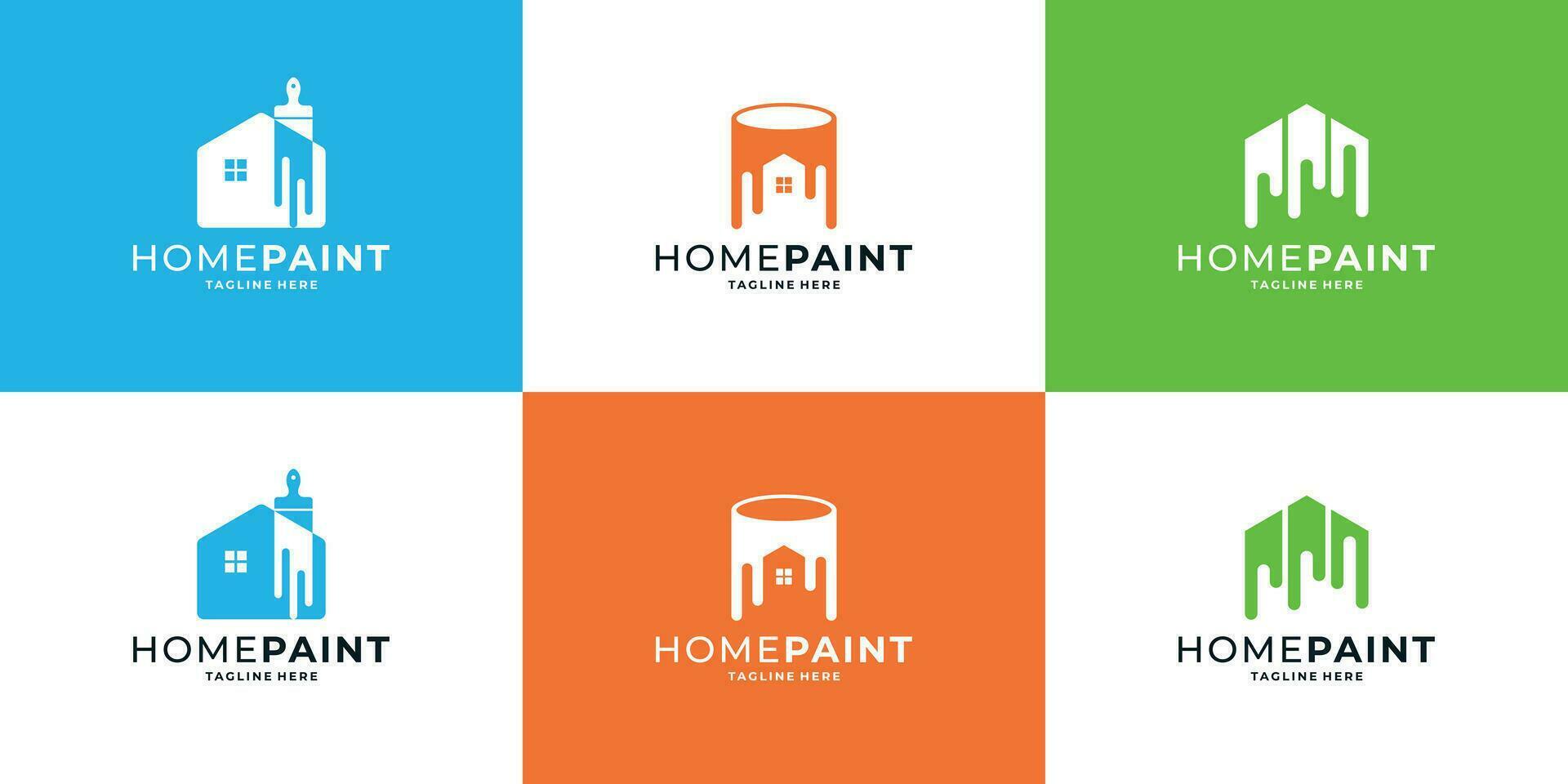 uppsättning av Hem måla, målning hus logotyp design vektor