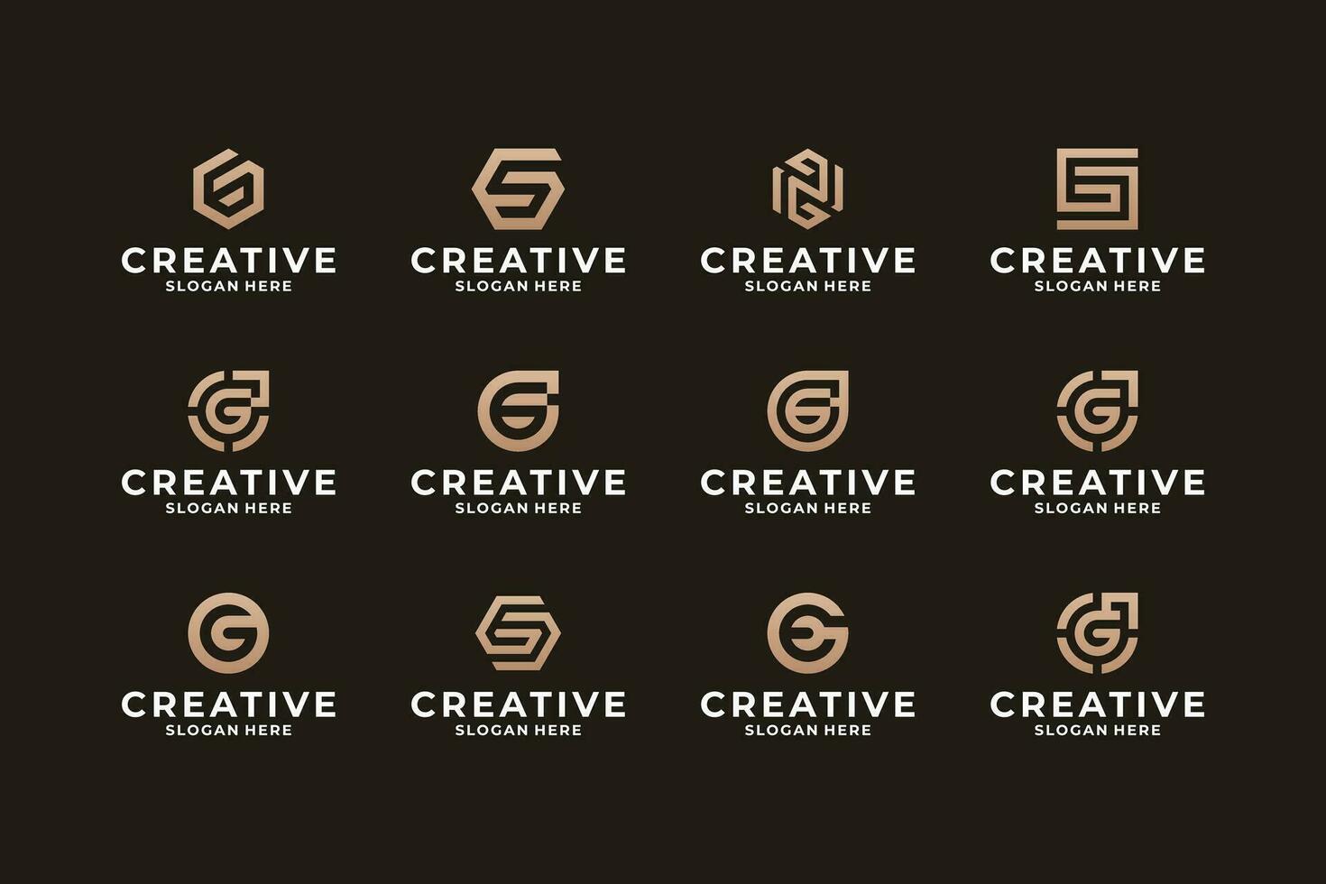 uppsättning av brev g logotyp design med kreativ kombination. vektor