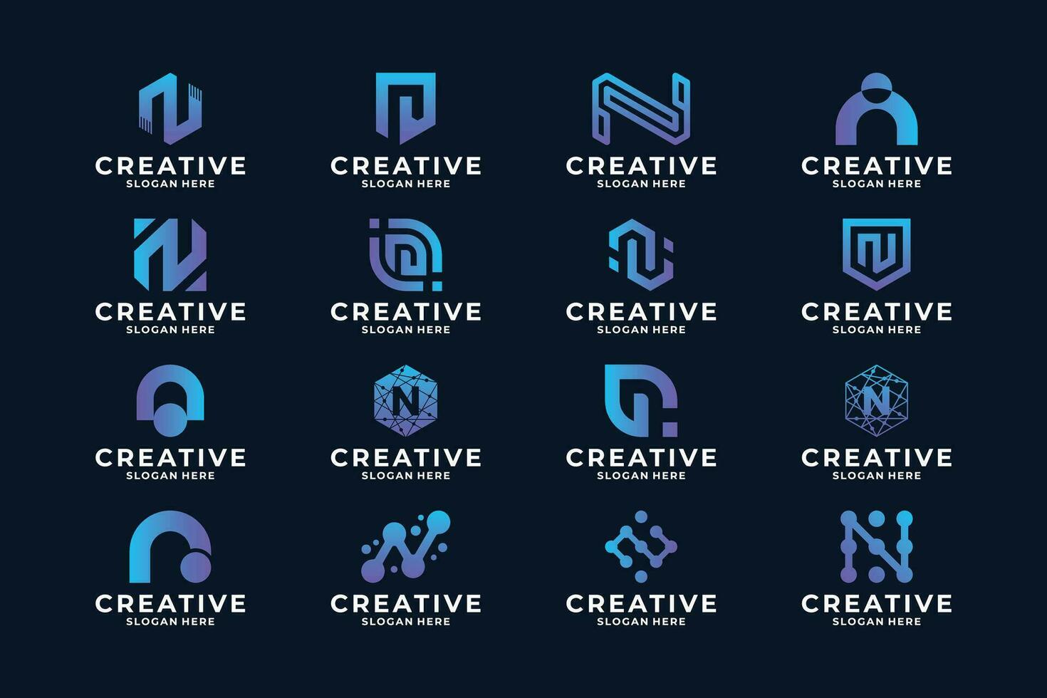 kreativ första brev n logotyp design samling. vektor