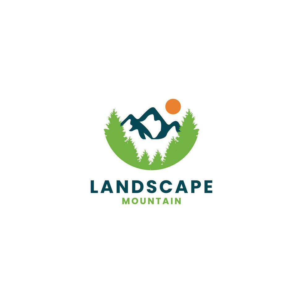 Berg Hügel Landschaft Logo Design. Natur Panorama Logo Vorlage vektor