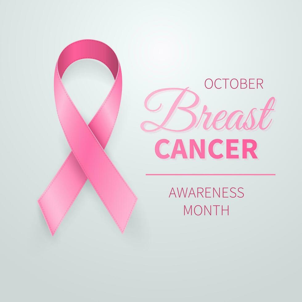 oktober bröst cancer medvetenhet månad i. realistisk rosa band symbol. medicinsk design. vektor illustration
