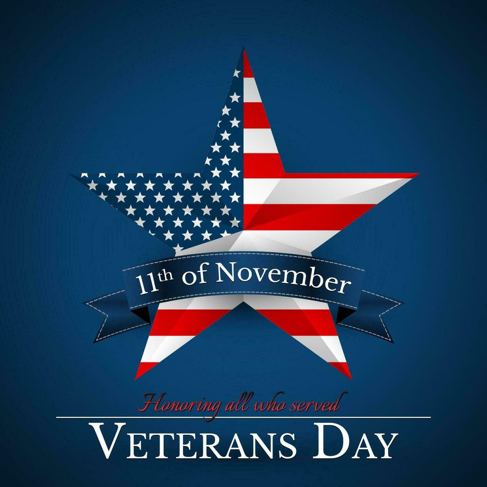 veteraner dag av USA med stjärna i nationell flagga färger amerikan flagga. uppfyllande Allt vem serveras. vektor illustration