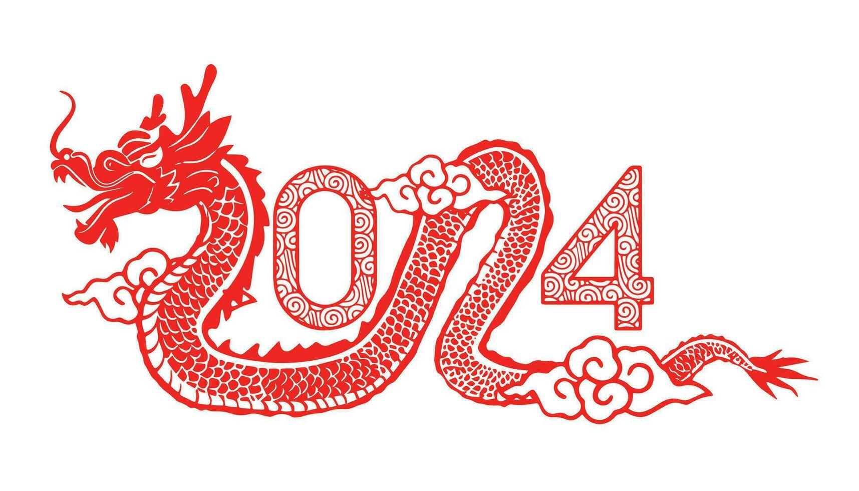 2024 drake år text, kinesisk ny år, illustration vektor