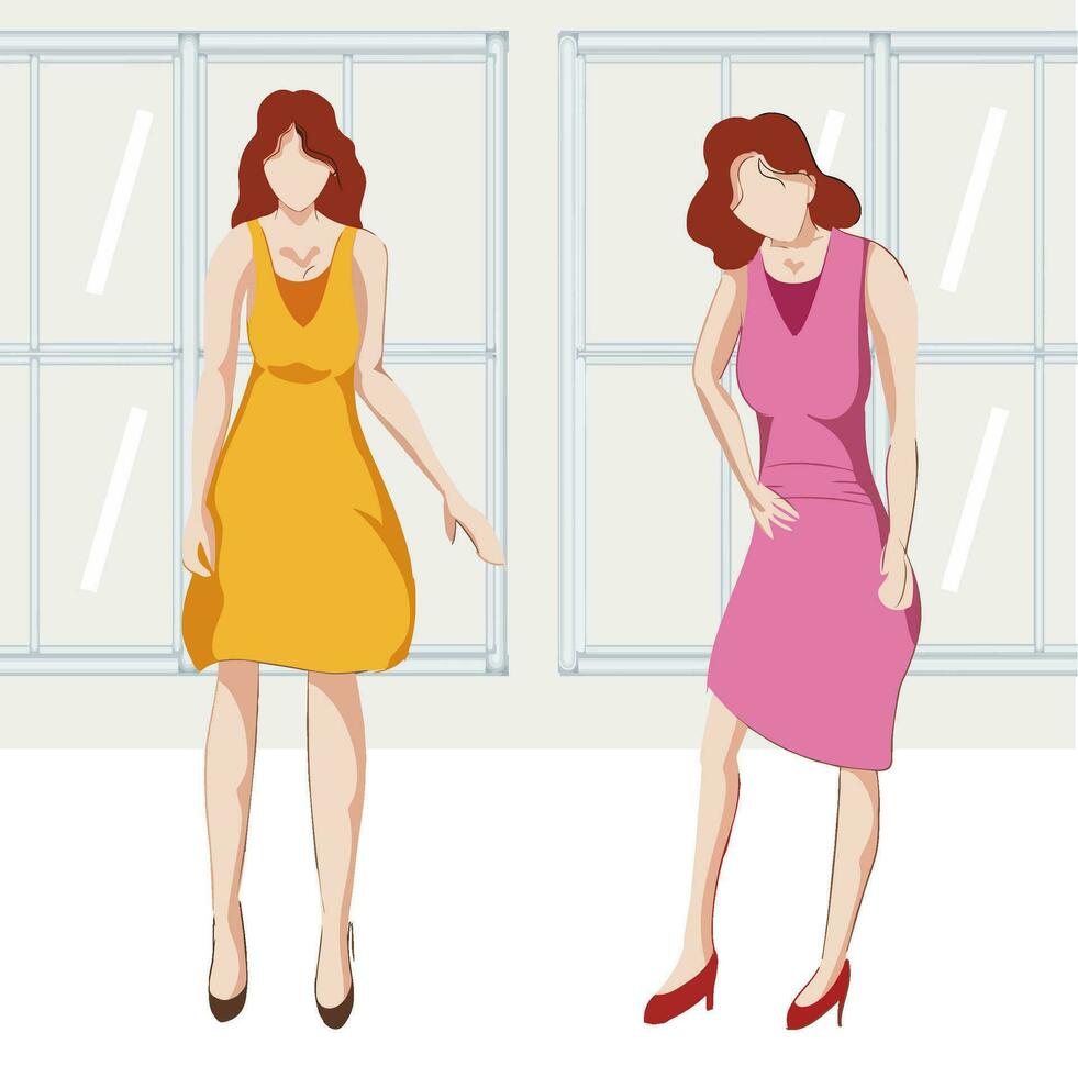 illustration av kvinnors Kläder modeller vektor