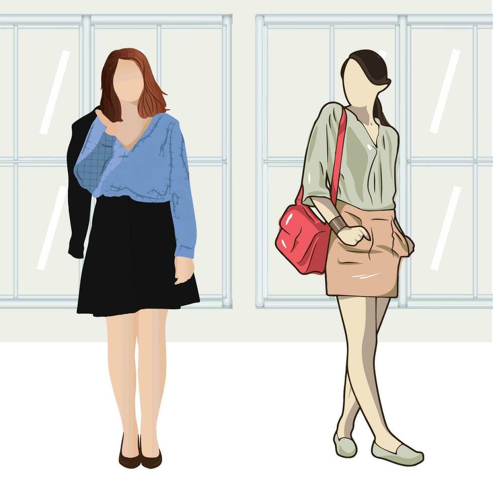 illustration av kvinnors Kläder modeller vektor