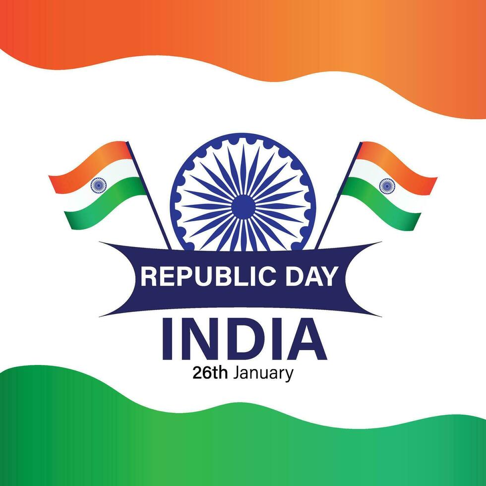 Republik Tag Indien Vektor Kunst, 26 .. Januar, Ashoka Chakra mit indisch Flagge Sozial Medien Post