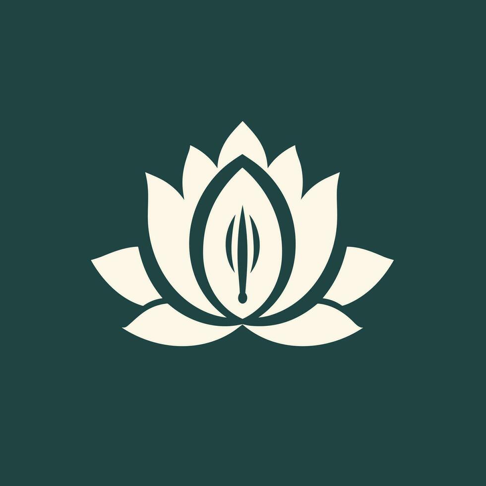 medicinsk spa svartvit glyf logotyp. reproduktiv hälsa. lotus blomma. design element. skapas med artificiell intelligens. feminin ai konst för företags- varumärke, hälsa klinik, medspa vektor