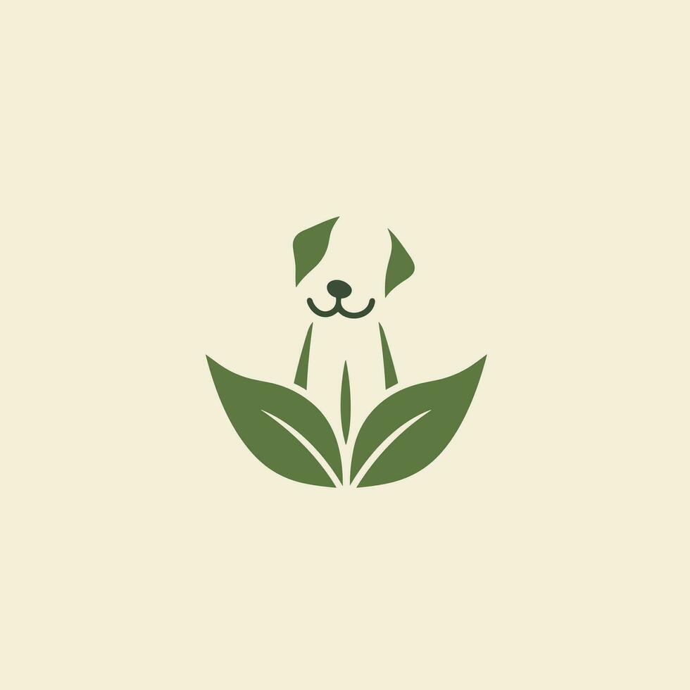 ai genererad djur- hållbarhet fylld färgrik logotyp. söt valp form. grön organisk växt löv. design element. ai konst för företags- varumärke, sällskapsdjur affär börja vektor