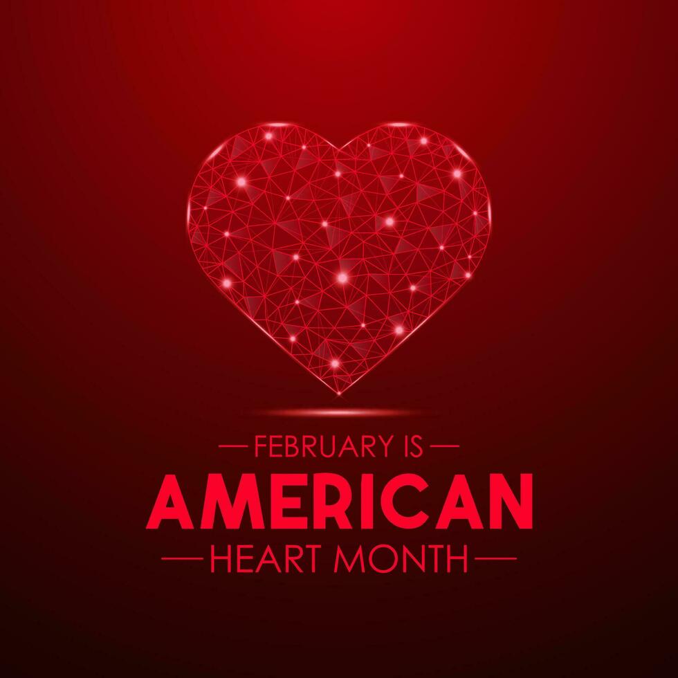 amerikanisch Herz Monat ist beobachtete jeder Jahr im Februar. Februar ist amerikanisch Herz Monat. Vektor Vorlage zum Banner, Gruß Karte, Poster mit Hintergrund. Vektor Illustration.
