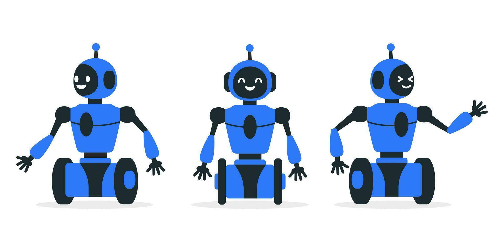 Roboter, Plaudern bot neural Netzwerk, ai Server und Roboter Technologie. einstellen von süß Roboter ai Charakter. vektor