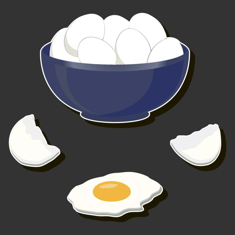 skön gott ätlig hemlagad uppsättning olika ägg bestående av olika Ingredienser vektor