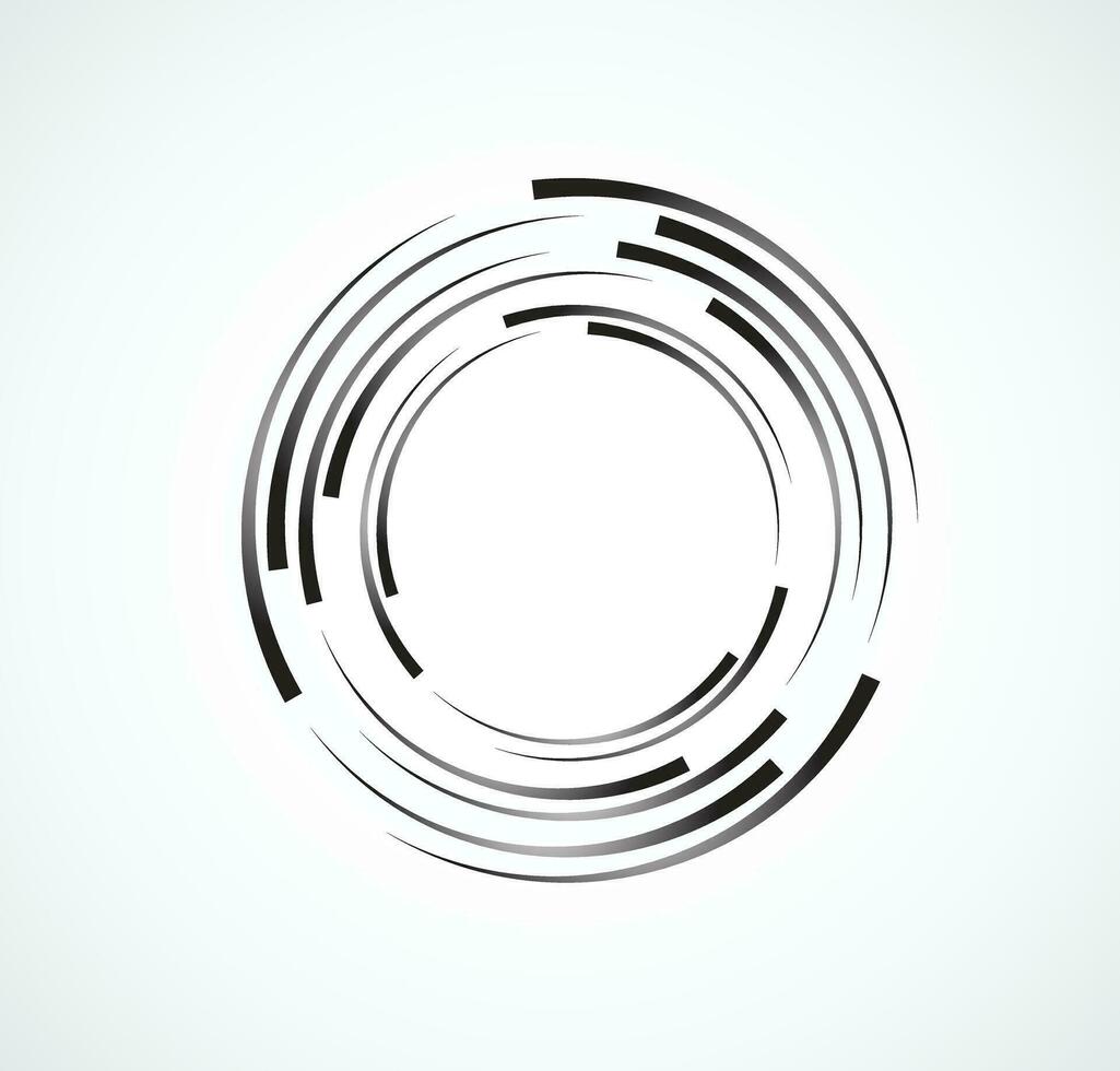 abstrakta linjer i cirkelform, designelement, geometrisk form, randig ramram för bild, teknik rund logotyp, spiral vektorillustration vektor