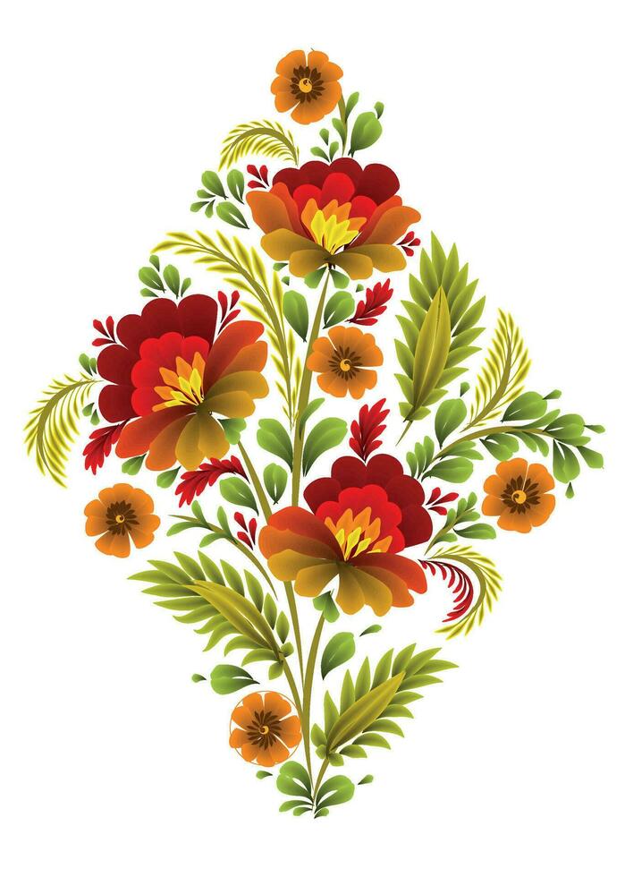 handgemalt Blumen- Gemälde isoliert ukrainisch Volk Kunst, traditionell dekorativ Gemälde Stil petrykiwka. perfekt drucken zum Karten, Dekor. vektor