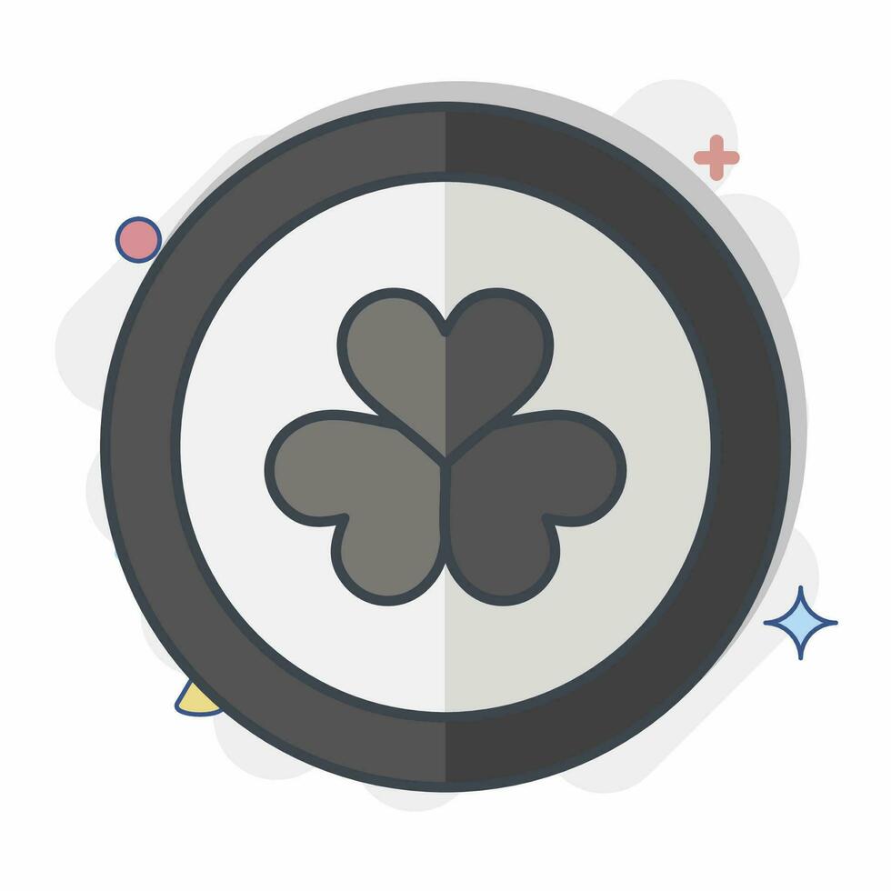 ikon mynt. relaterad till irland symbol. komisk stil. enkel design redigerbar. enkel illustration vektor