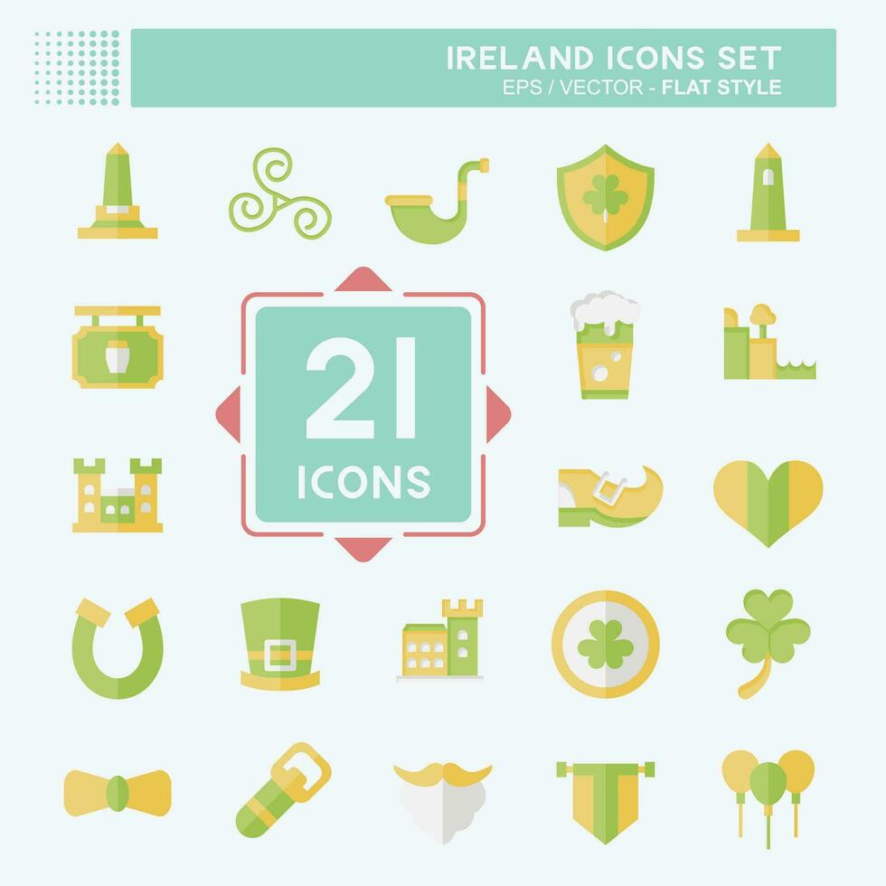 ikon uppsättning irland. relaterad till Semester symbol. platt stil. enkel design redigerbar. enkel illustration vektor