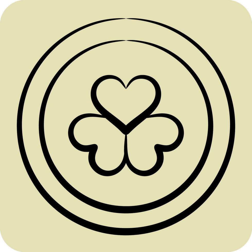 ikon mynt. relaterad till irland symbol. hand dragen stil. enkel design redigerbar. enkel illustration vektor