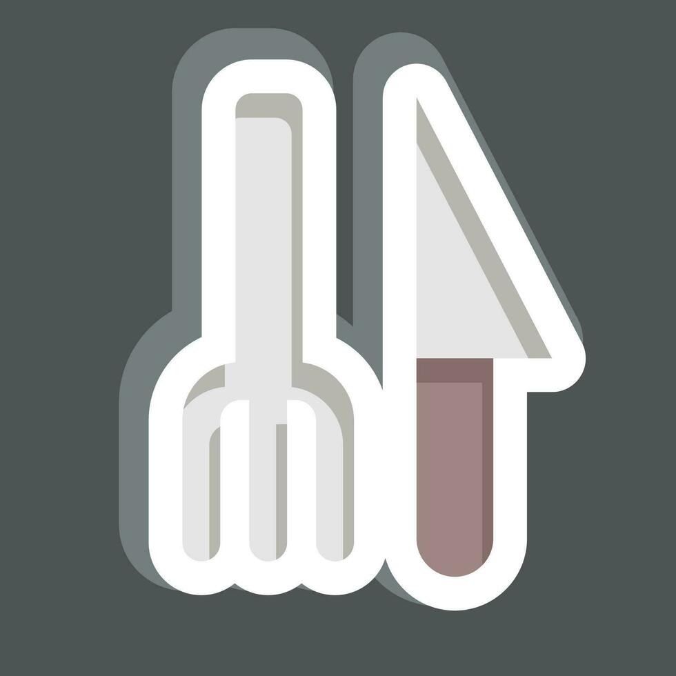 klistermärke bestick. relaterad till plast förorening symbol. enkel design redigerbar. enkel illustration vektor