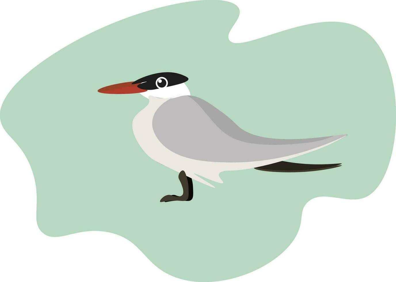 en tecknad serie fågel med en röd näbb och vit kropp vektor