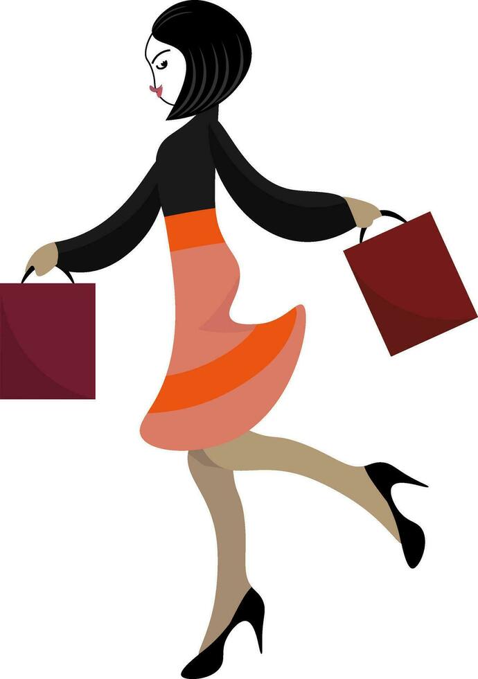 ein Frau mit Einkaufen Taschen Vektor