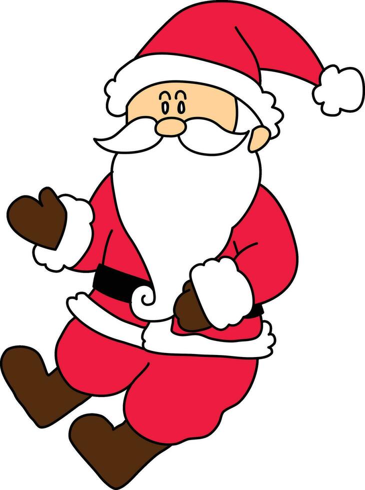 Santa claus ist sitzen. Santa ist rutschte im das Schnee. es ist ein Hand gezeichnet Karikatur Das Spaß und Aufregung. auf Weihnachten Tag, Santa claus ist süß rot Outfit und Hut vektor