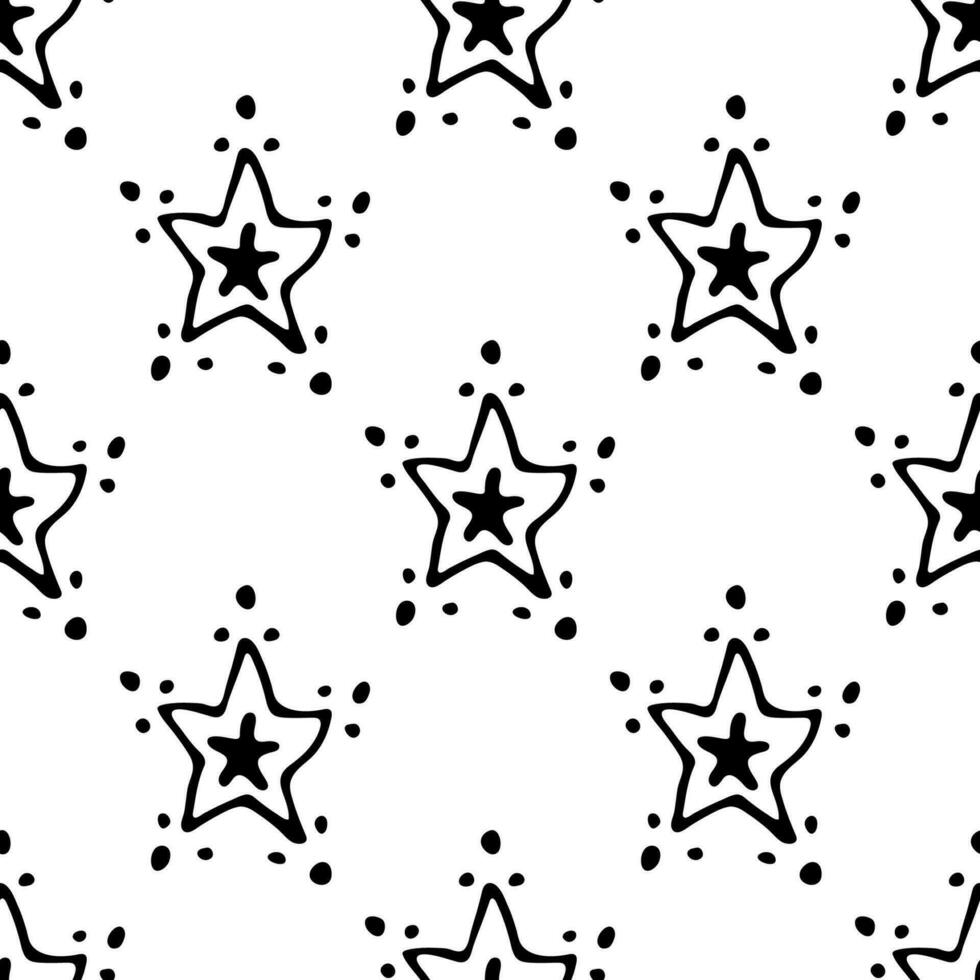 sömlös mönster med söt stjärnor klotter för dekorativ skriva ut, omslag papper, hälsning kort, tapet och tyg vektor