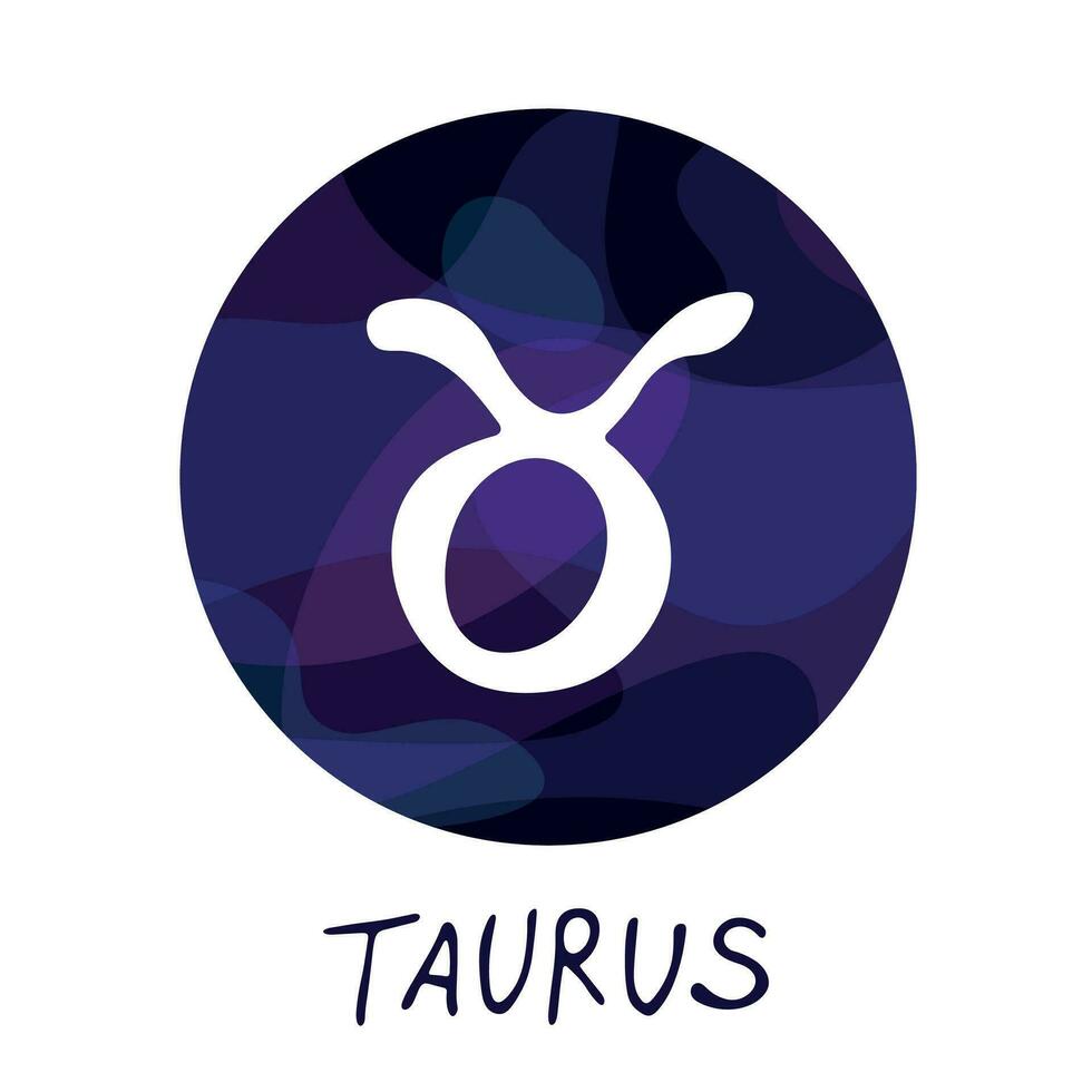 hand dragen taurus zodiaken tecken i runda ram astrologi klotter ClipArt element för design vektor