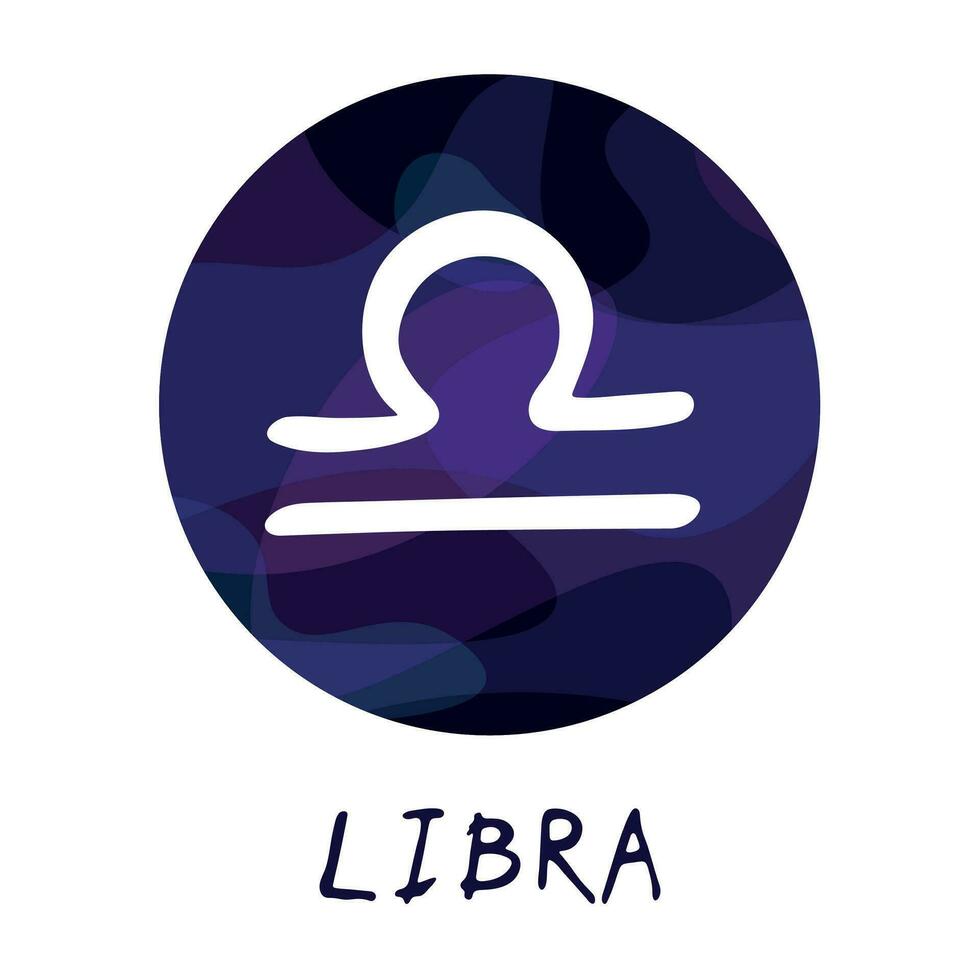 hand dragen libra zodiaken tecken i runda ram astrologi klotter ClipArt element för design vektor