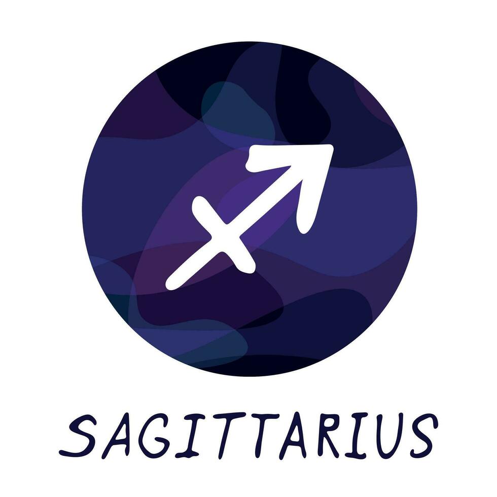 hand dragen sagittarius zodiaken tecken i runda ram astrologi klotter ClipArt element för design vektor