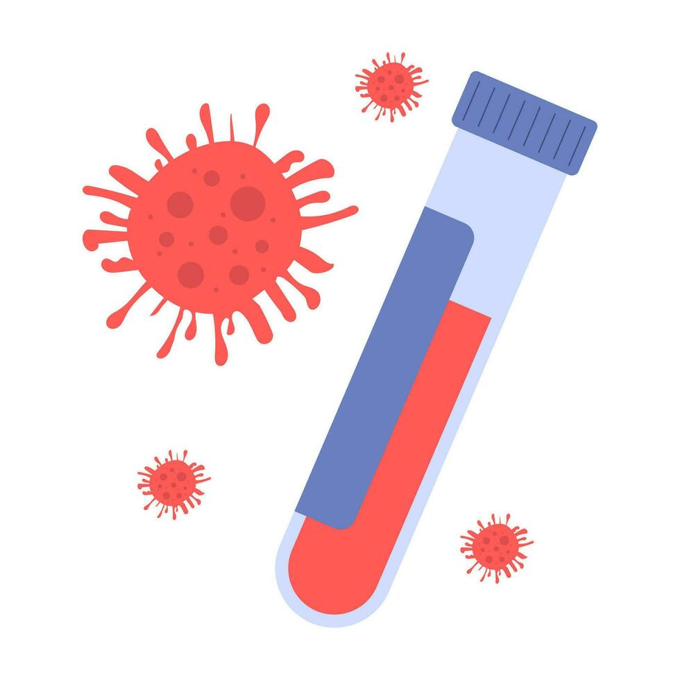 virus testa. flaska med blod illustration isolerat på vit bakgrund vektor