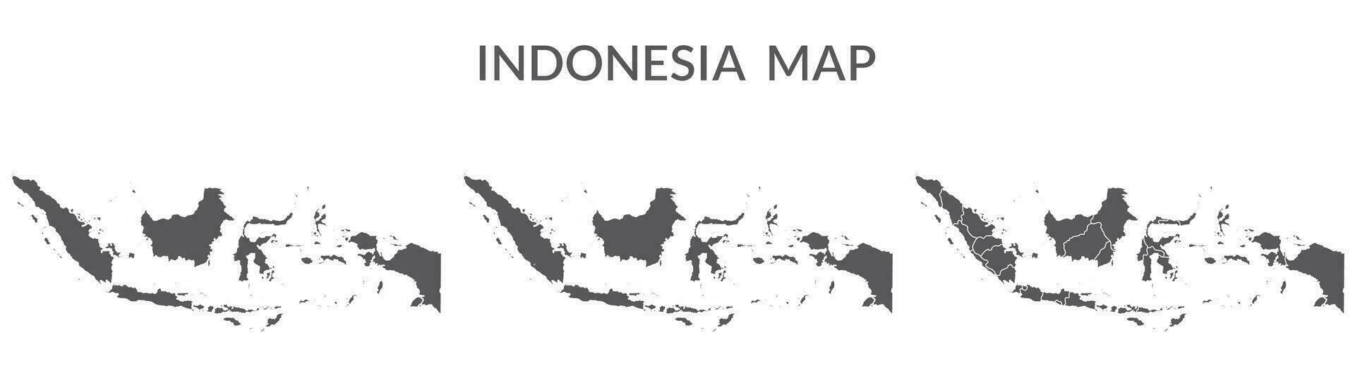 indonesien Karta. Karta av indonesien i uppsättning i grå vektor