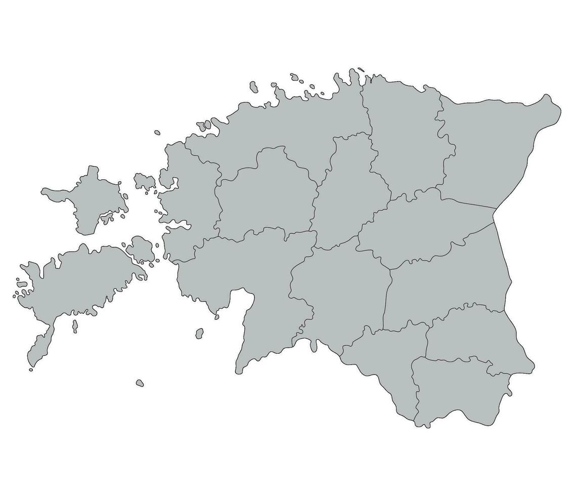 estland Karta. Karta av estland i administrativ regioner i grå Färg vektor