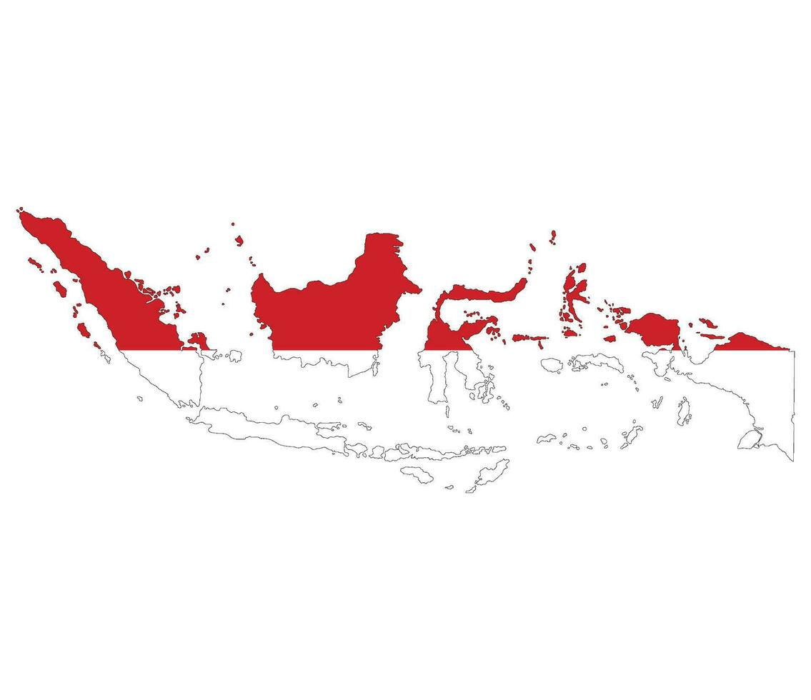 indonesien Karta. Karta av indonesien med indonesien flagga vektor