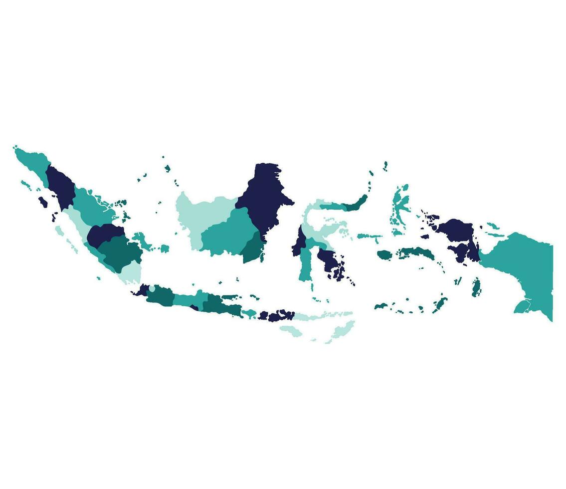 indonesien Karta. Karta av indonesien i administrativ provinser i blå Färg vektor