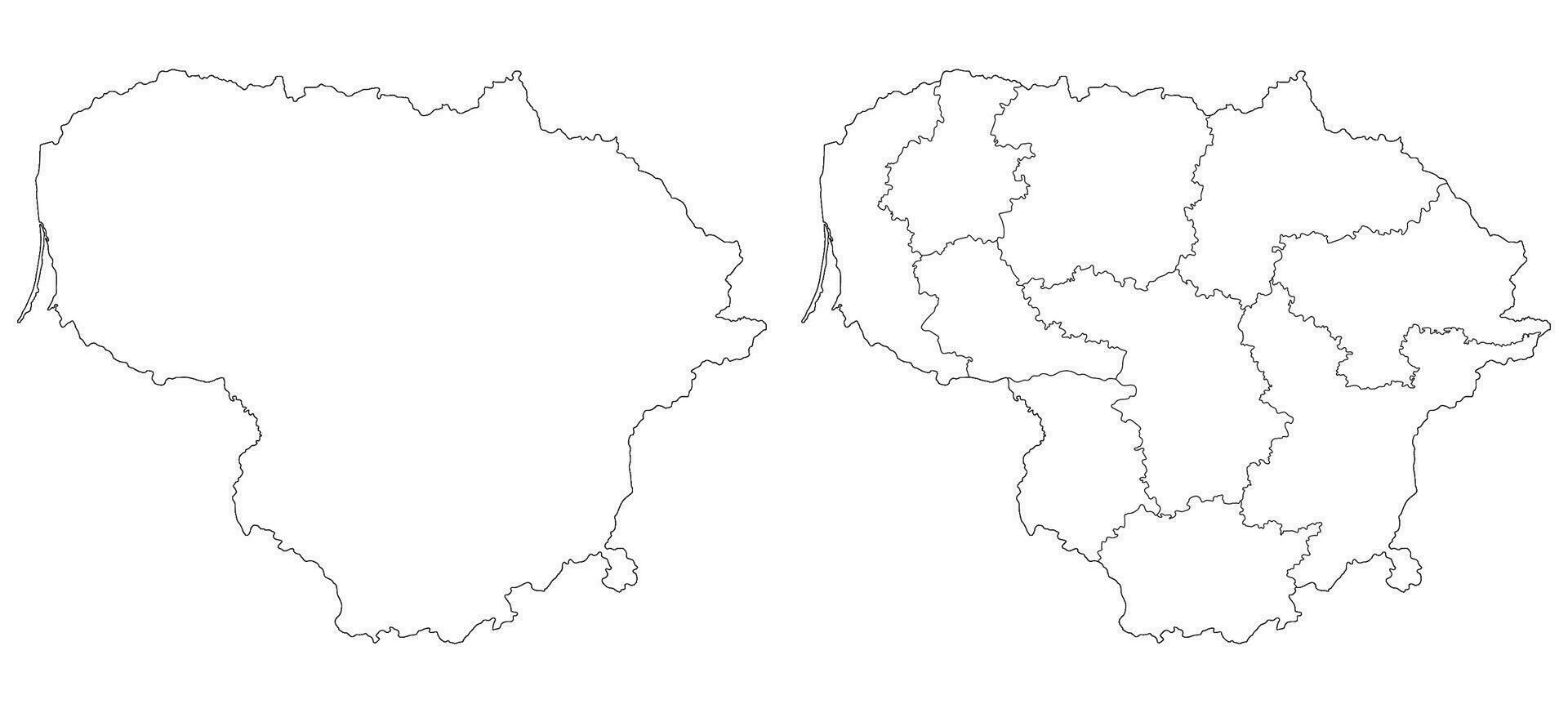 litauen Karta uppsättning. Karta av litauen i vit Färg uppsättning vektor