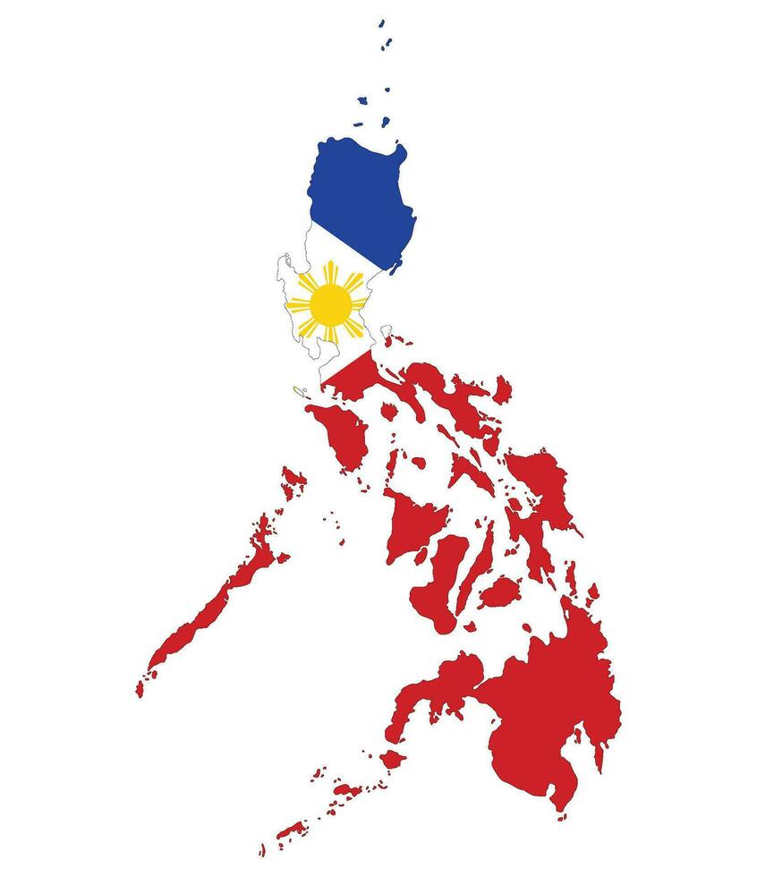 filippinerna Karta. Karta av filippinerna med filippinerna flagga vektor