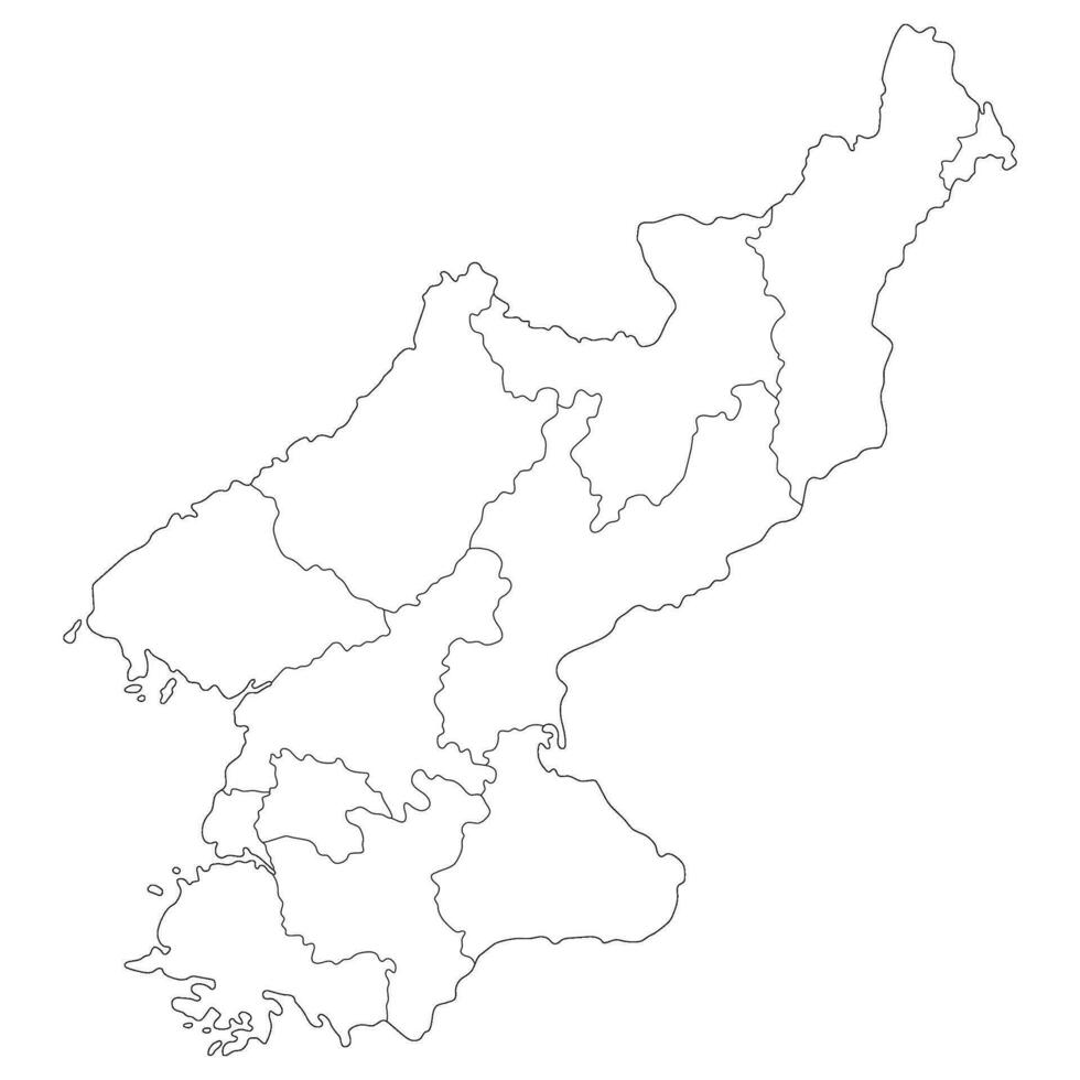 Norden Korea Karte. Karte von Norden Korea im administrative Provinzen im Weiß Farbe vektor