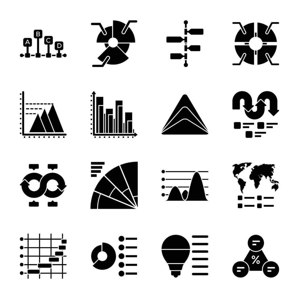 Geschäft Daten Diagramme Symbol Sammlung vektor