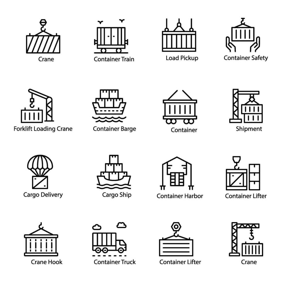 Logistik und Ladung Linie Vektor Symbole