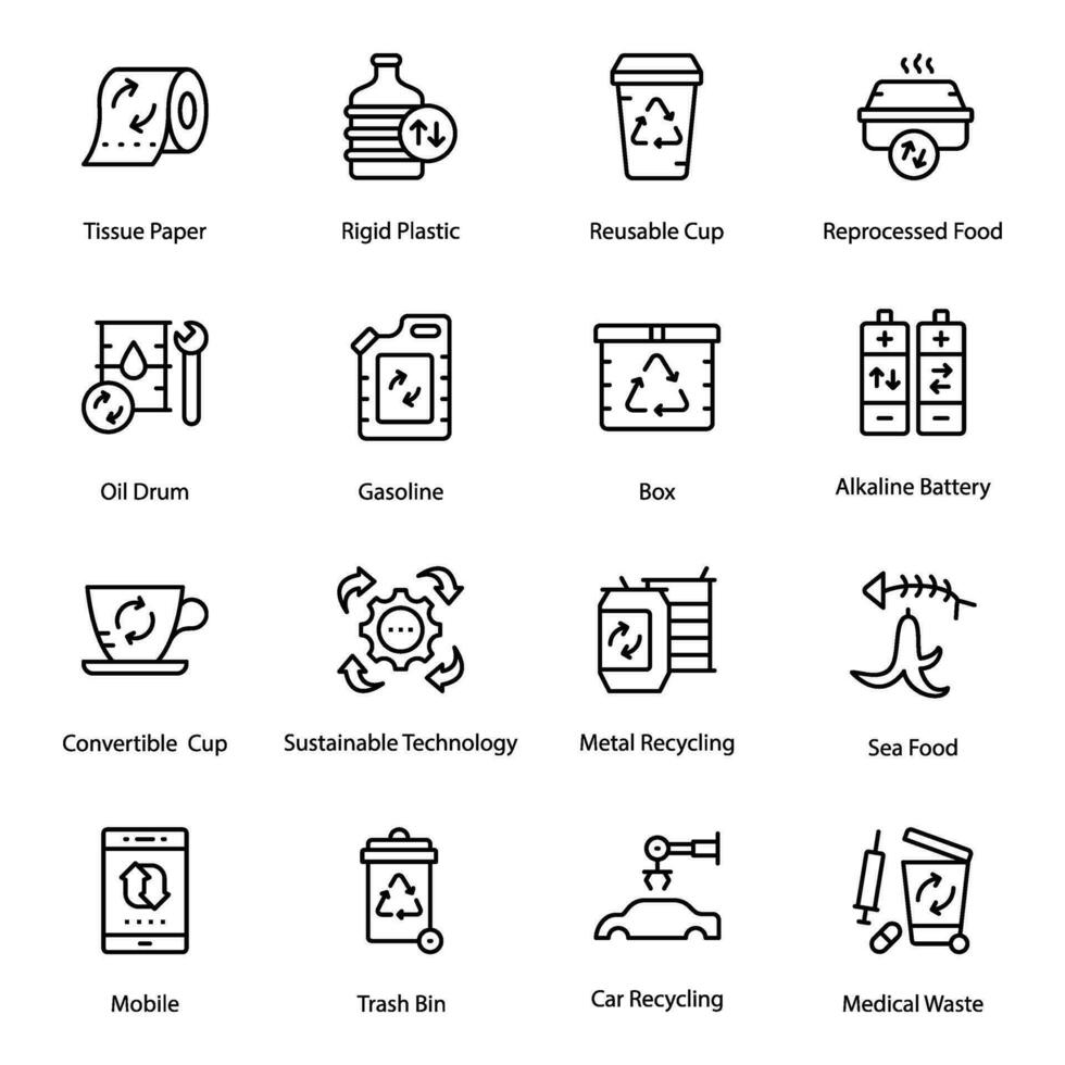 Pack von Ökologie und Recycling Symbol Vektoren