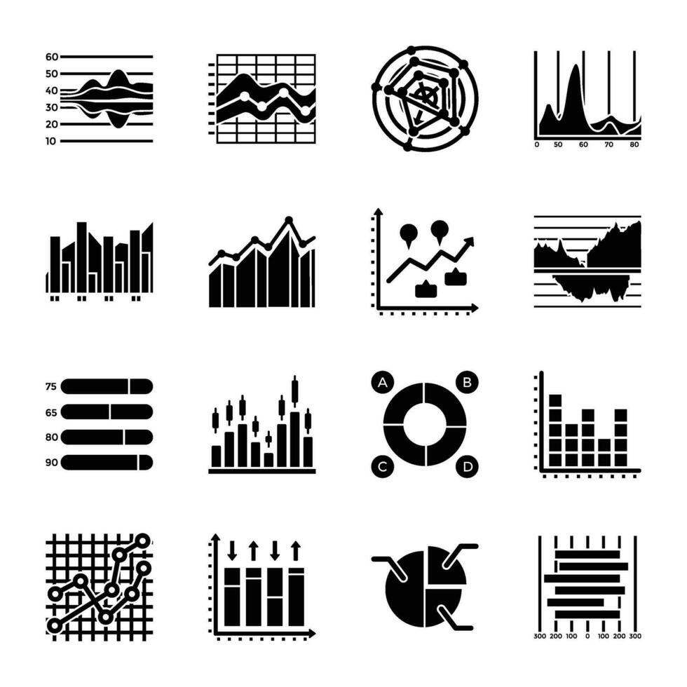 Pack von Daten Graph Symbol Sammlung vektor