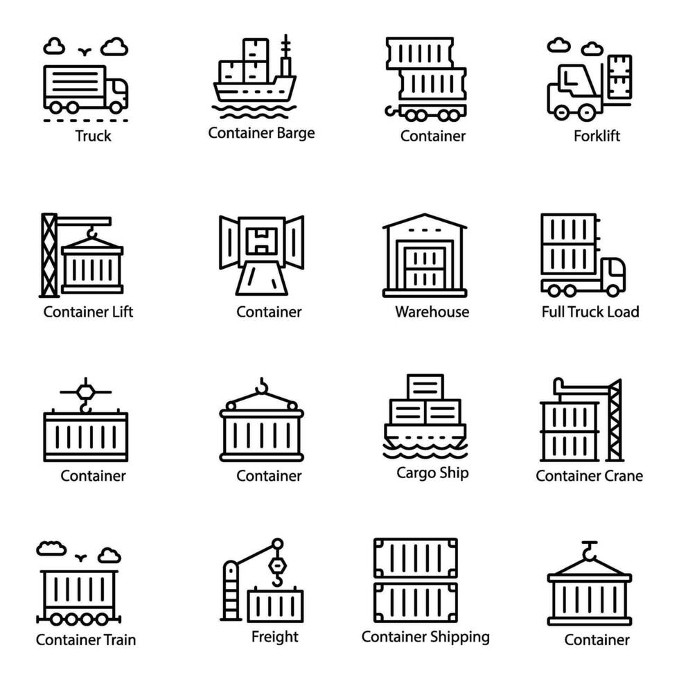 logistik handel linje vektor ikoner