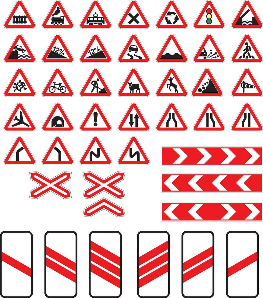 Vektor Straße Warnung Zeichen. Straße funktioniert sind im Fortschritt. Zebrastreifen. Seite Wind