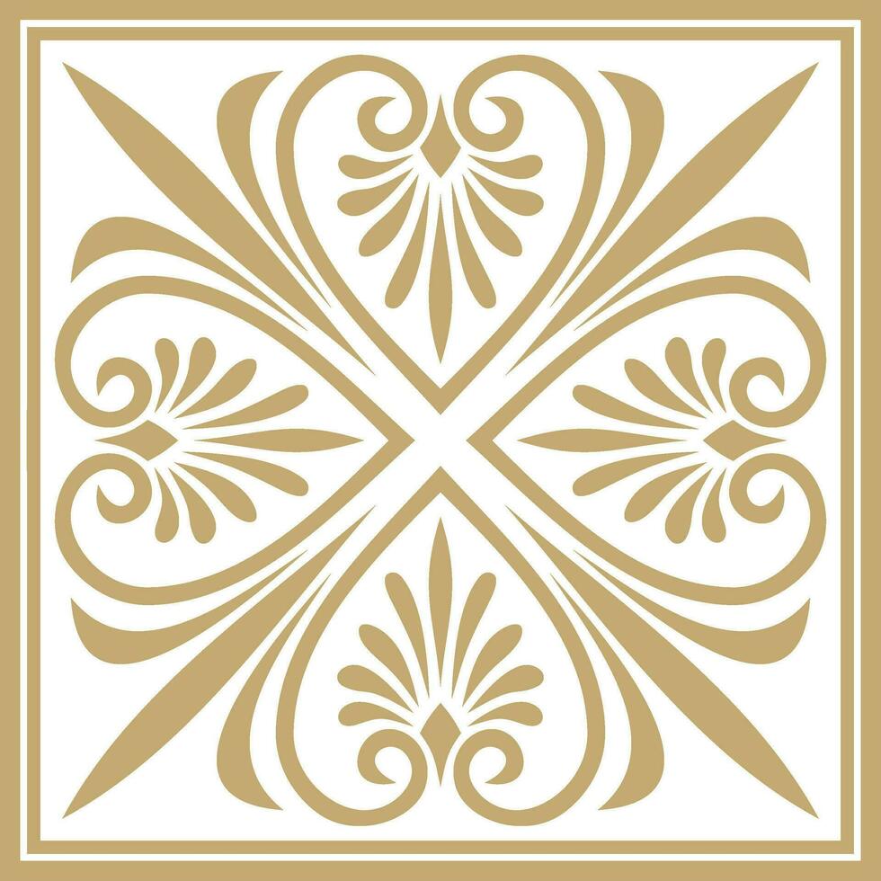 vektor gyllene färgad fyrkant prydnad av gammal grekland. klassisk bricka mönster av de roman imperium.
