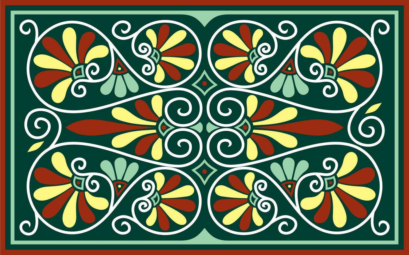 vektor färgad grön fyrkant klassisk prydnad av gammal grekland och roman imperium. bricka, arabesk, byzantine mönster