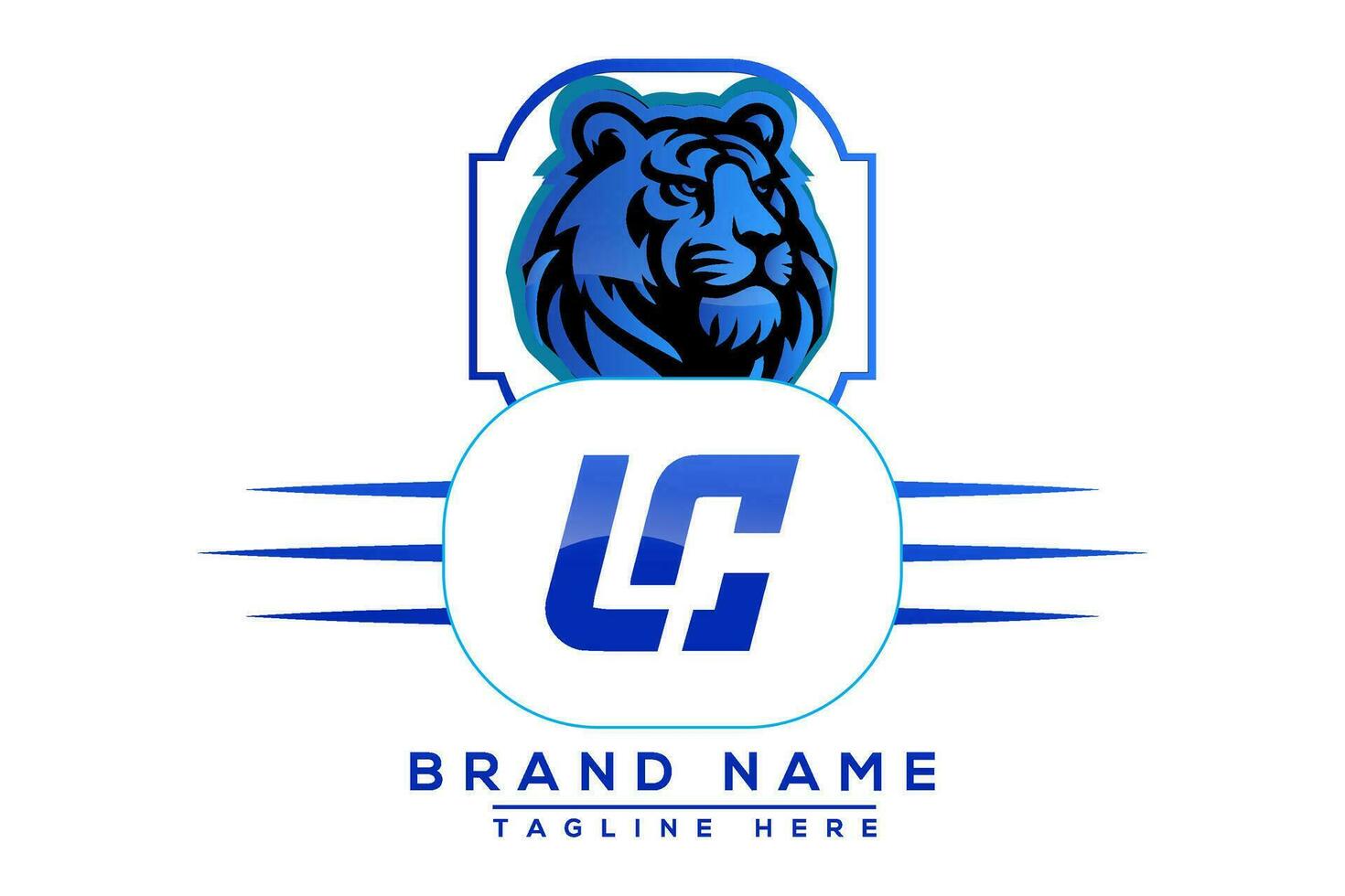 cl Tiger Logo Blau Design. Vektor Logo Design zum Geschäft.